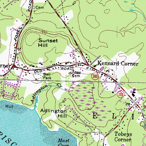 Topographic Map of Fogg Cemetery, ME