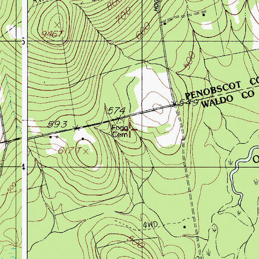 Topographic Map of Fogg Cemetery, ME