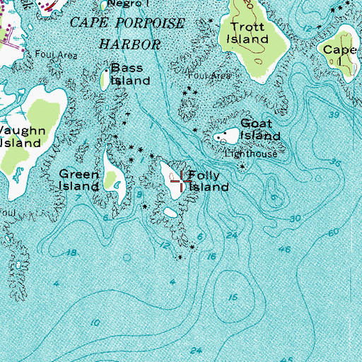 Topographic Map of Folly Island, ME