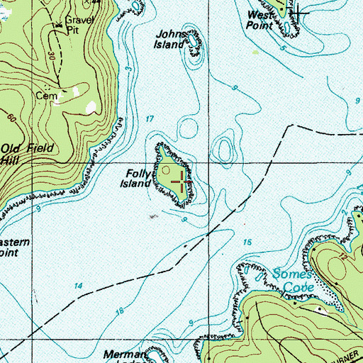 Topographic Map of Folly Island, ME