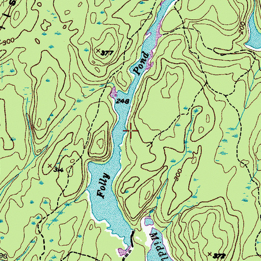 Topographic Map of Folly Pond, ME