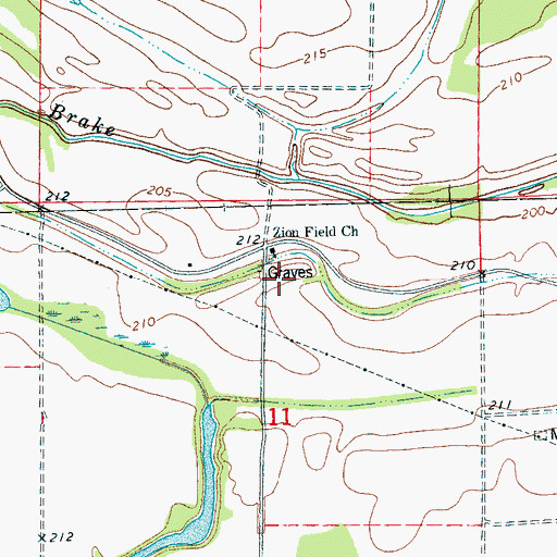 Topographic Map of Zion Field Church, AR