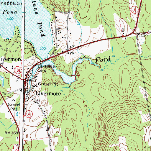 Topographic Map of Ford Brook, ME