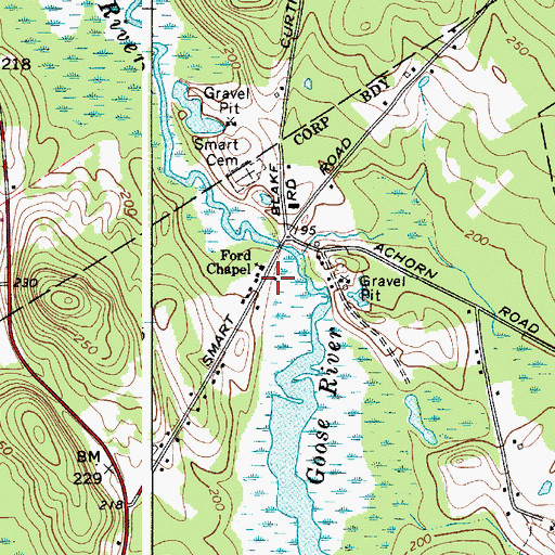 Topographic Map of Ford Chapel, ME