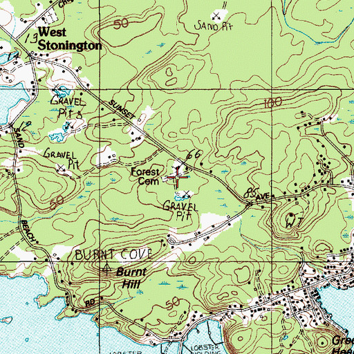 Topographic Map of Forest Cemetery, ME