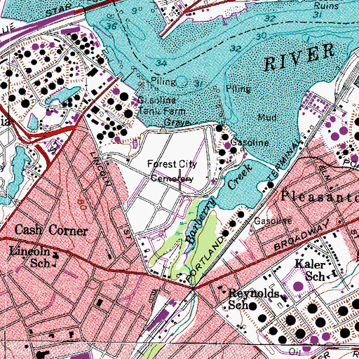 Topographic Map of Forest City Cemetery, ME