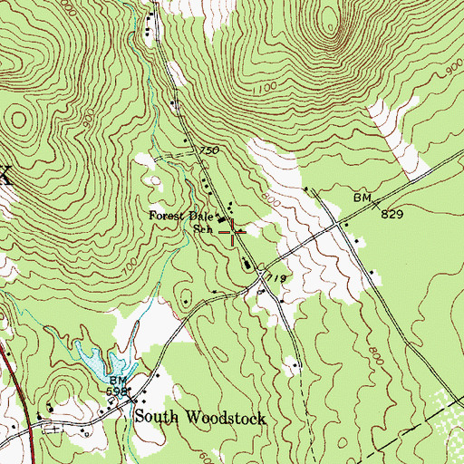 Topographic Map of Forestdale School (historical), ME