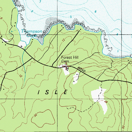 Topographic Map of Forest Hill Cemetery, ME