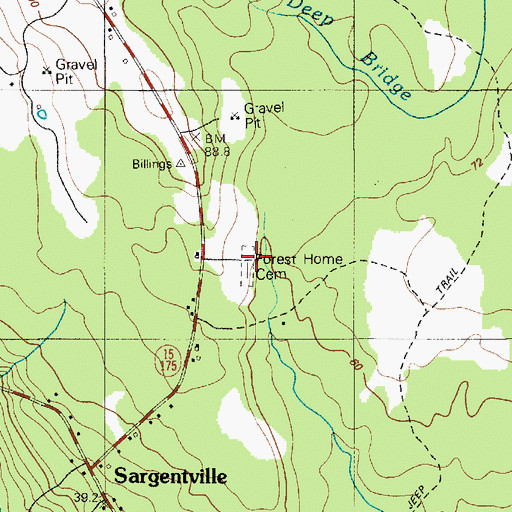 Topographic Map of Forest Home Cemetery, ME