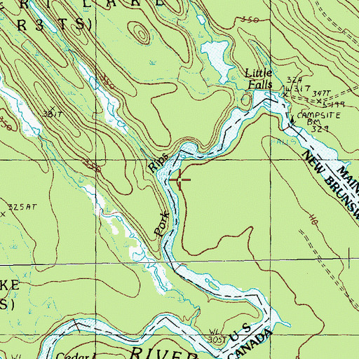 Topographic Map of Pork Rips, ME