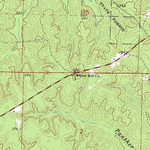 Topographic Map of Zion Hill Church, AR