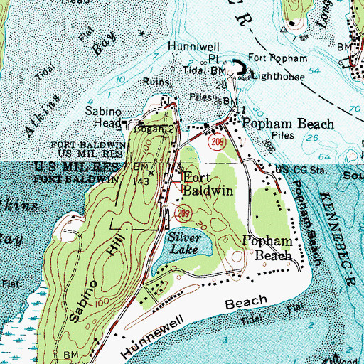 Topographic Map of Fort Baldwin, ME
