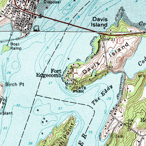 Topographic Map of Fort Edgecomb, ME