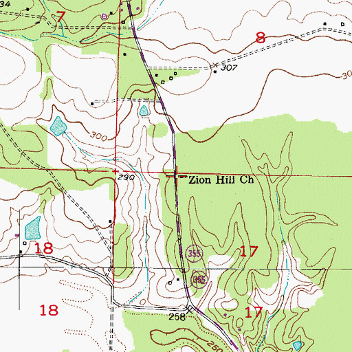 Topographic Map of Zion Hill Church, AR