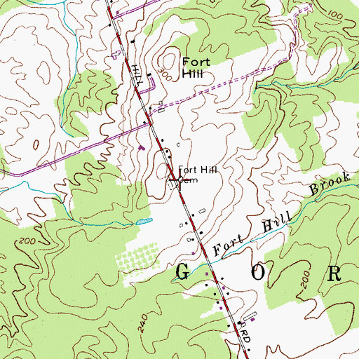Topographic Map of Fort Hill Cemetery, ME