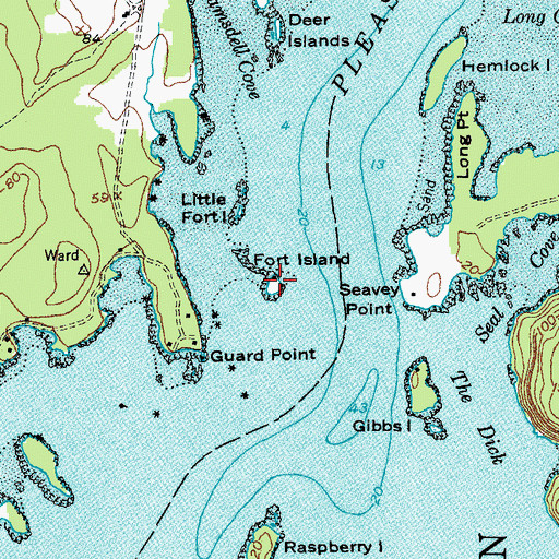 Topographic Map of Fort Island, ME