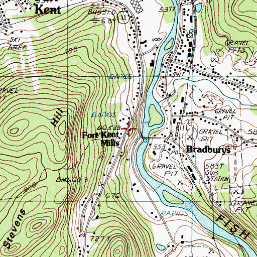 Topographic Map of Fort Kent Mills, ME