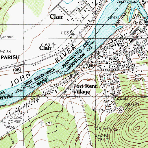 Topographic Map of Fort Kent Village, ME