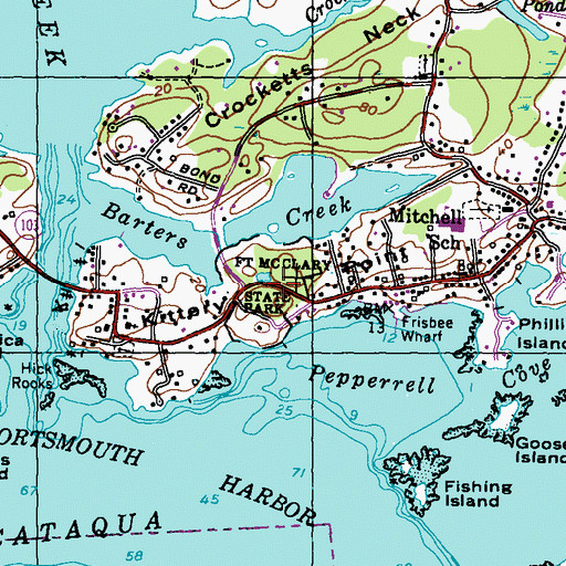 Topographic Map of Fort McClary State Park, ME