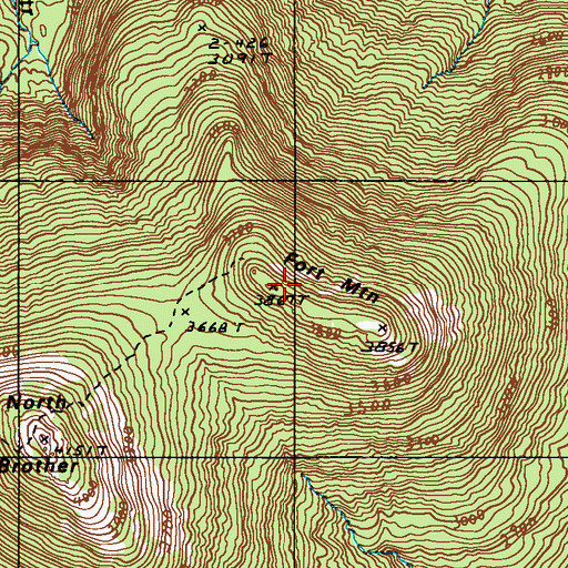 Topographic Map of Fort Mountain, ME