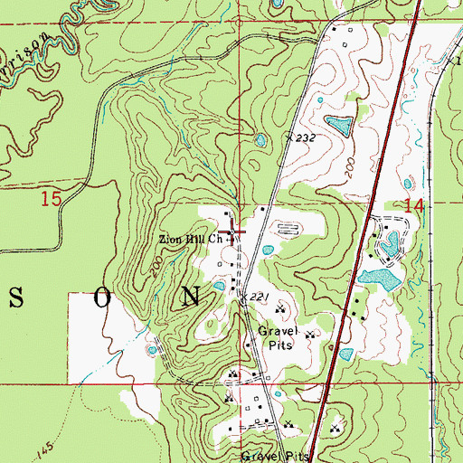 Topographic Map of Zion Hill Church, AR