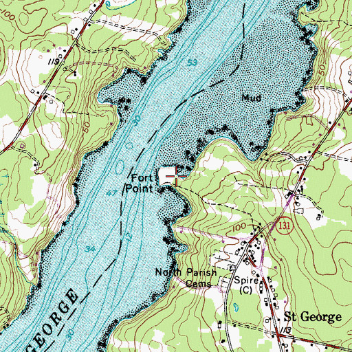 Topographic Map of Fort Point, ME
