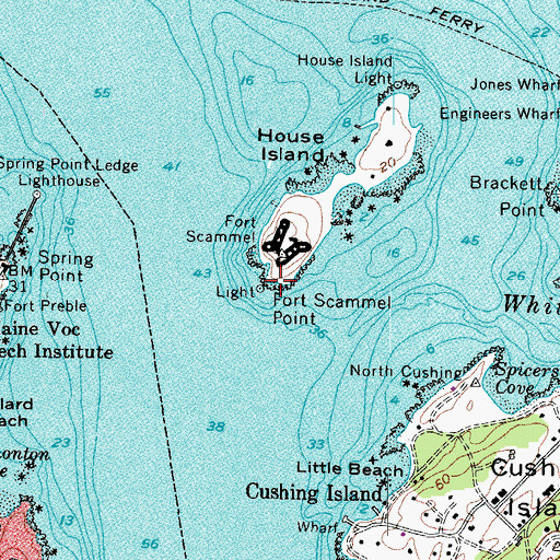 Topographic Map of Fort Scammel Point, ME