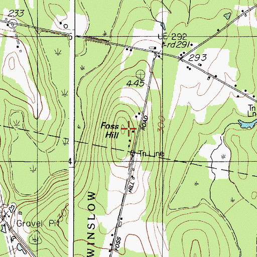 Topographic Map of Foss Hill, ME