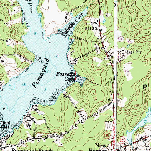 Topographic Map of Fossetts Cove, ME