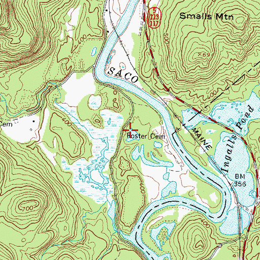 Topographic Map of Foster Cemetery, ME
