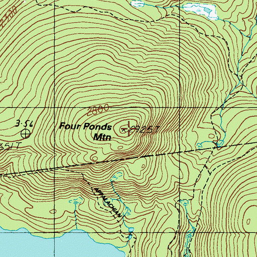 Topographic Map of Four Ponds Mountain, ME