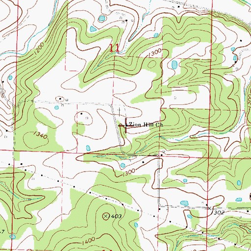 Topographic Map of Zion Hill Church, AR