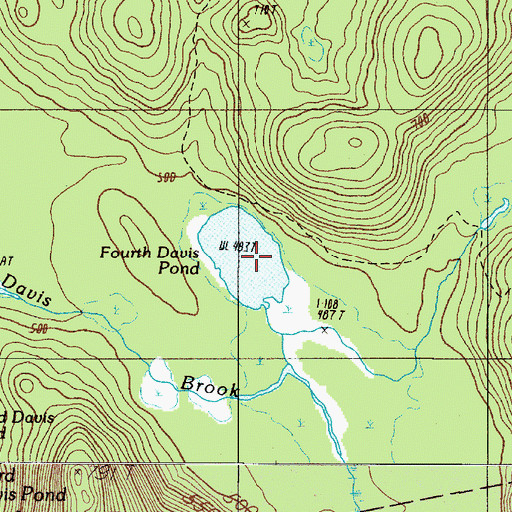 Topographic Map of Fourth Davis Pond, ME
