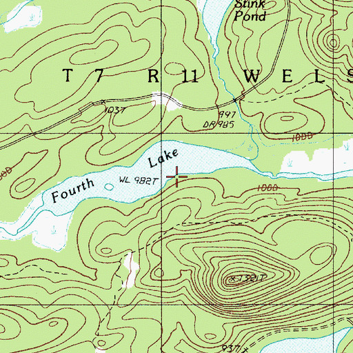 Topographic Map of Fourth Lake, ME