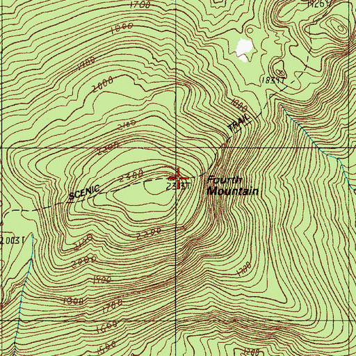 Topographic Map of Fourth Mountain, ME