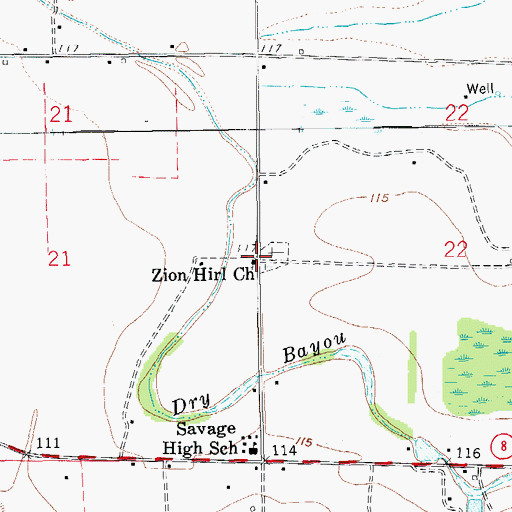 Topographic Map of Zion Hill Church, AR