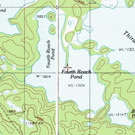 Topographic Map of Fourth Roach Pond, ME