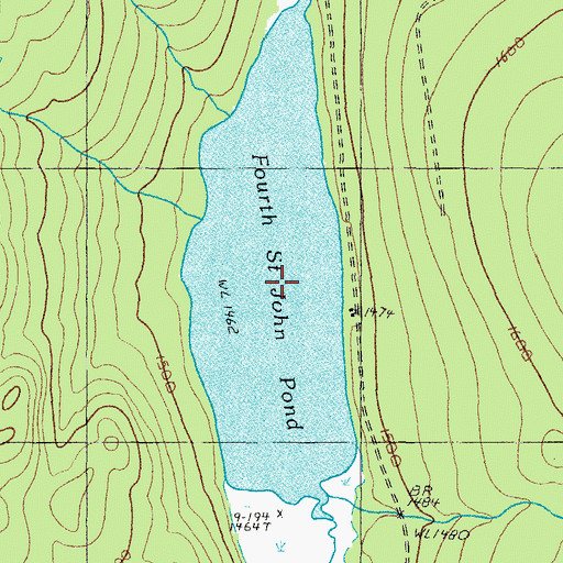 Topographic Map of Fourth Saint John Pond, ME