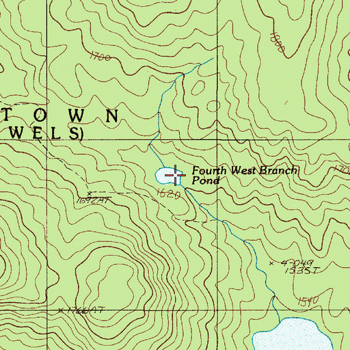 Topographic Map of Fourth West Branch Pond, ME