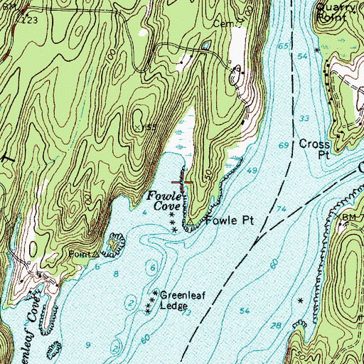 Topographic Map of Fowle Cove, ME