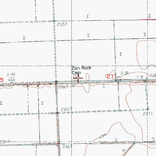 Topographic Map of Zion Rock Cemetery, AR