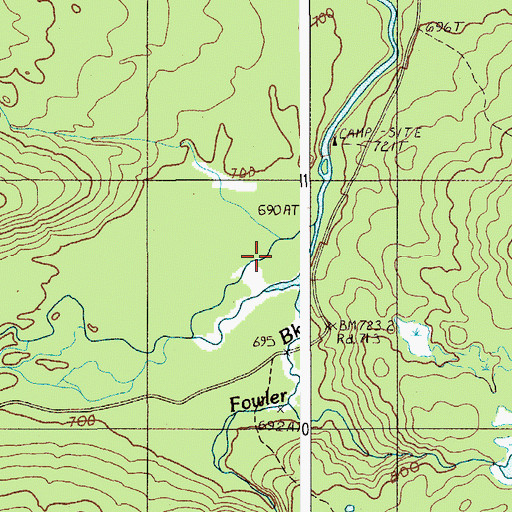 Topographic Map of Fowler Brook, ME