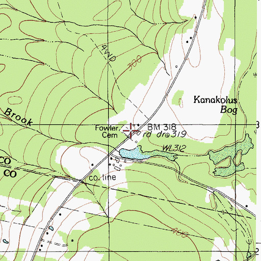 Topographic Map of Fowler Cemetery, ME