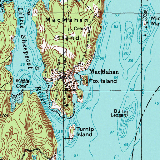 Topographic Map of Fox Island, ME