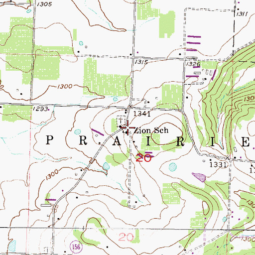 Topographic Map of Zion School, AR