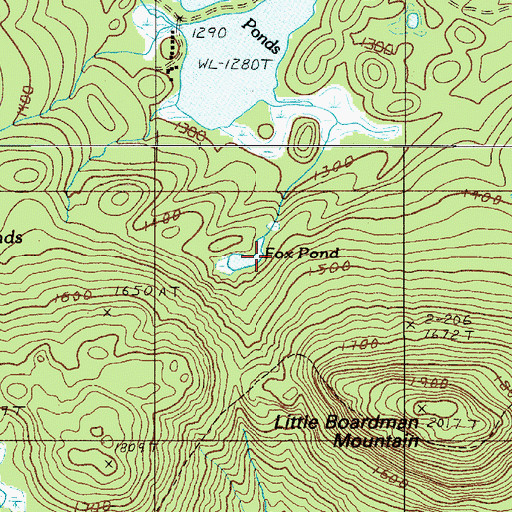 Topographic Map of Fox Pond, ME