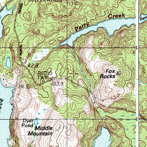Topographic Map of Fox Rocks, ME