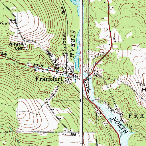 Topographic Map of Frankfort, ME