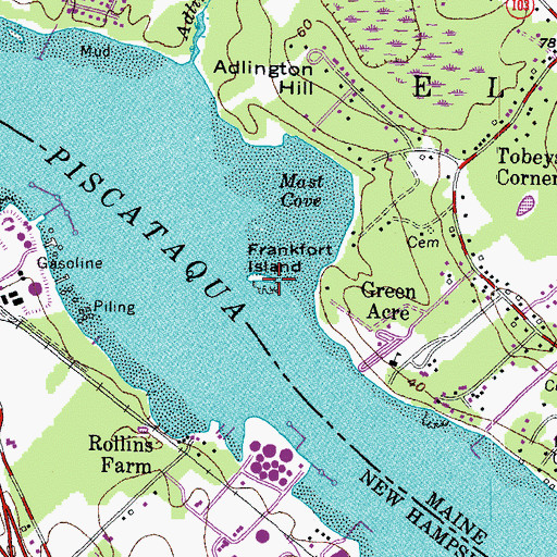 Topographic Map of Frankfort Island, ME