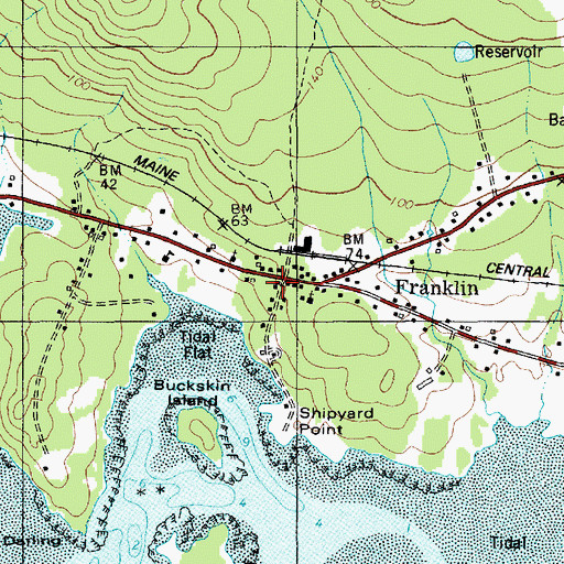 Topographic Map of Franklin, ME